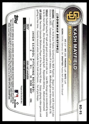 2025 Bowman Draft #BD-95 Kash Mayfield