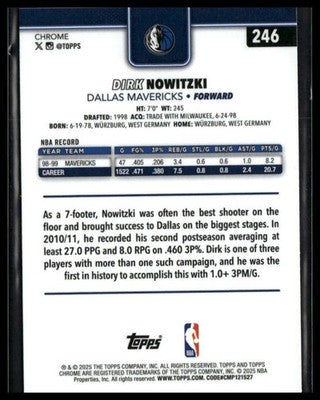 2025-26 Topps Chrome #246 Dirk Nowitzki X-Fractors