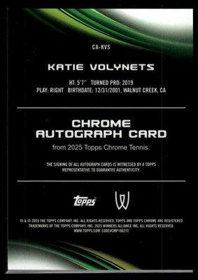 2025 Topps Chrome #CA-KVS Katie Volynets Chrome Autographs Geometric Refractor