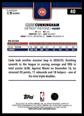 2025-26 Topps #40 Cade Cunningham