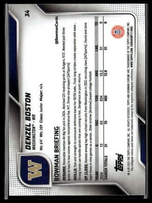 2025 Bowman University Chrome #34 Denzel Boston