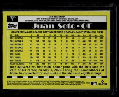 2025 Topps Update #U90C-7 Juan Soto 1990 Topps Baseball 35th Anniversary Chrome