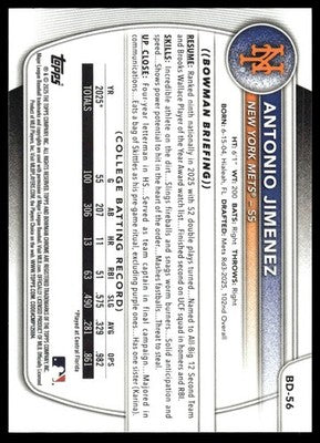 2025 Bowman Draft #BD-56 Antonio Jimenez