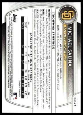 2025 Bowman Draft #BD-76 Michael Salina