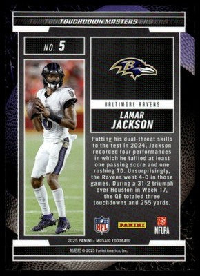 2025 Panini Mosaic #5 Lamar Jackson Touchdown Masters