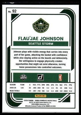 2026 Donruss WNBA #92 Flau'jae Johnson