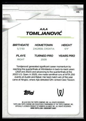 2026 Topps Chrome #146 Ajla Tomljanović