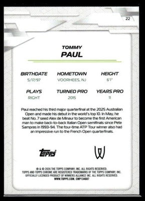 2026 Topps Chrome #22 Tommy Paul