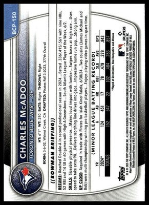 2025 Bowman #BCP-150 Charles McAdoo Chrome Prospects