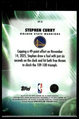2025-26 Topps Chrome Update #ST-2 Stephen Curry Stratospheric Stars