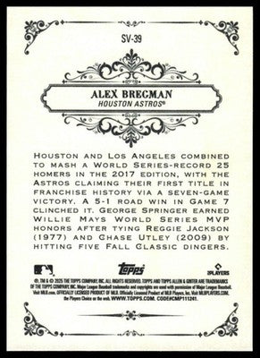 2025 Topps Allen & Ginter #SV-39 Alex Bregman Sweet Victory