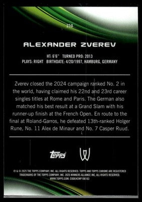 2025 Topps Chrome #250 Alexander Zverev