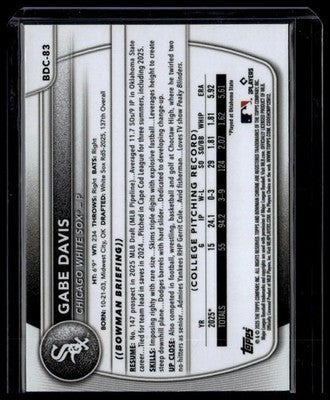 2025 Bowman Draft #BDC-83 Gabe Davis Chrome