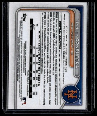 2024 Bowman #CPA-SC Stanley Consuegra Chrome Prospects Autographs