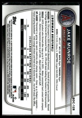 2025 Bowman Draft #BD-128 Jake Munroe