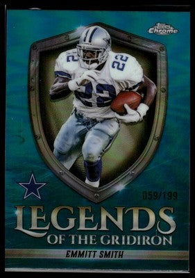 2025 Topps Chrome #LOG-16 Emmitt Smith Legends of the Gridiron Aqua #/199