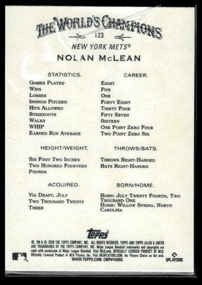 2026 Topps Allen & Ginter #123 Nolan McLean