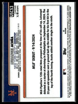 2025 Topps Chrome Update #USC53 Luisangel Acuña