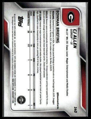 2025 Bowman University Chrome #140 CJ Allen