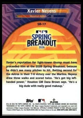 Topps 2026 Bowman Chrome Spring Breakout Mojo #SB-17 Xavier Neyens Astros