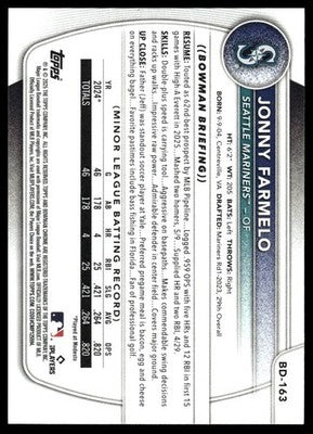 2025 Bowman Draft #BD-163 Jonny Farmelo