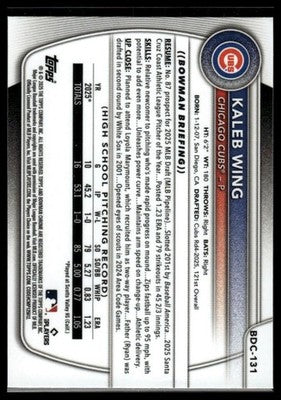 2025 Bowman Draft #BD-131 Kaleb Wing