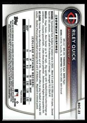 2025 Bowman Draft #BD-23 Riley Quick