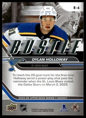 2025-26 Upper Deck #B-6 Dylan Holloway Bustle