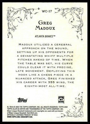 2025 Topps Allen & Ginter #WC-17 Greg Maddux Wicked Curves