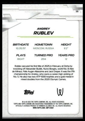 2026 Topps Chrome #38 Andrey Rublev