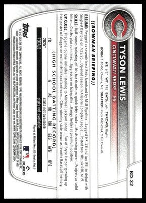 2025 Bowman Draft #BD-32 Tyson Lewis