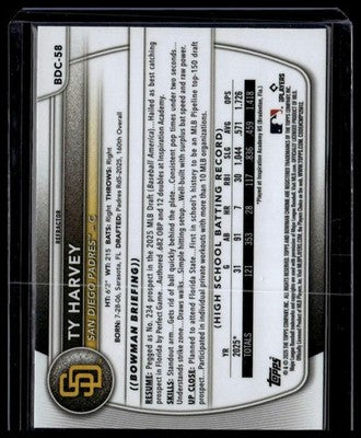2025 Bowman Draft #BDC-58 Ty Harvey Chrome Refractor