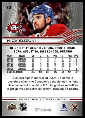2025-26 Upper Deck #90 Nick Suzuki