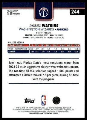 2025-26 Topps #244 Jamir Watkins