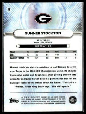 2025 Bowman University Best #5 Gunner Stockton