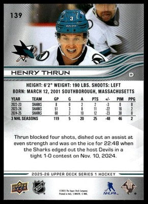 2025-26 Upper Deck #139 Henry Thrun