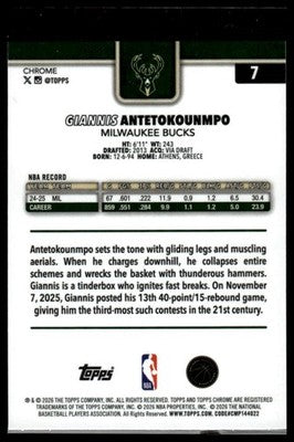 2025-26 Topps Chrome Update #7 Giannis Antetokounmpo X-Fractor