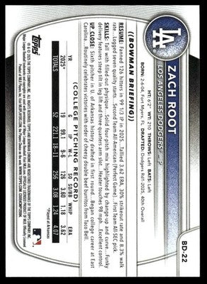 2025 Bowman Draft #BD-22 Zach Root