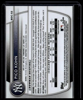 2025 Bowman Draft #BDC-52 Pico Kohn Chrome