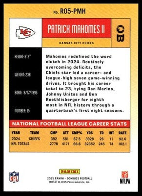 2025 Donruss #R05-PMH Patrick Mahomes II Retro 2005