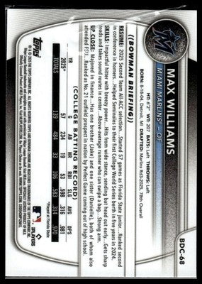 2025 Bowman Draft #BDC-68 Max Williams Chrome