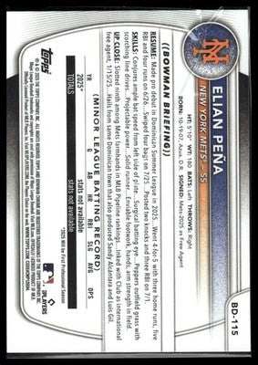 2025 Bowman Draft #BD-115 Elian Peña