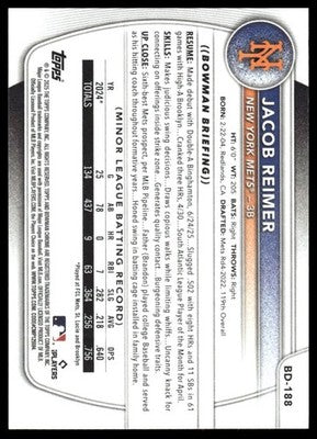 2022 Bowman Draft 1st Edition #BD-108 Ryan Reckley