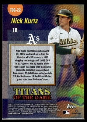 2026 Topps #TOG-22 Nick Kurtz Titans of the Game