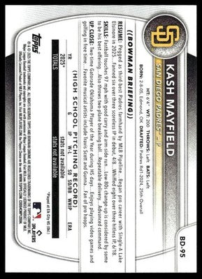 2025 Bowman Draft #BD-95 Kash Mayfield