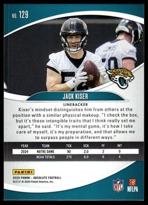 2025 Panini Absolute #129 Jack Kiser Yellow