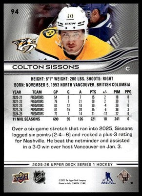 2025-26 Upper Deck #94 Colton Sissons