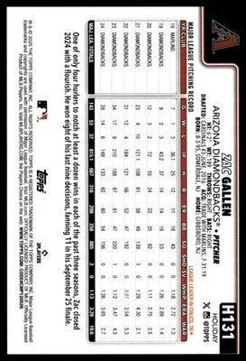 2025 Topps Holiday #H131 Zac Gallen Gold Holiday Lights