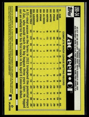 2025 Topps Update #U90-34 Zac Veen 1990 Topps Baseball 35th Anniversary