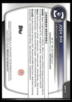 2025-26 Bowman #BPP-17 Josh Dix Prospects
